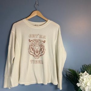 By Together “ Get’Em Tiger “ Cream Knit Top